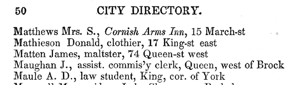 Brown's Directory of Toronto 1846-7