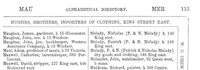 Mitchell's Directory of Toronto 1864-5