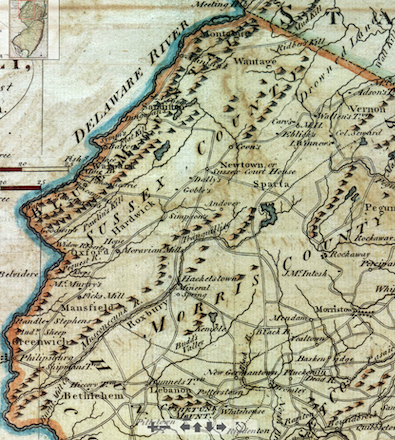 1795 map of New Jersey showing area where Steinhoffs lived